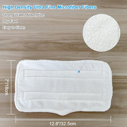 Fushing 7Pcs Steam Mop Pads, Washable Microfiber Cleaning Steamer Replacement Pads for Shark Steam & Spray Mop S3101 S3251 SK460 SK410 S3101n2 S3250 SK435CO SK140 SK141,White - color: White