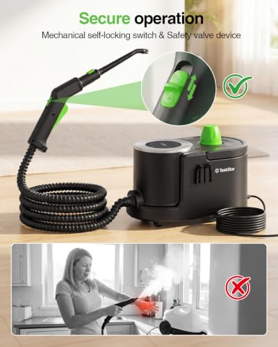 Taskstar Powerful High Pressure Steam Cleaner for Deep Cleaning | 8 mins rapid heat, 1.6L tank for 50-min continuous vapor, 22 tools; tackles kitchen grease, bathroom grout & car detailing