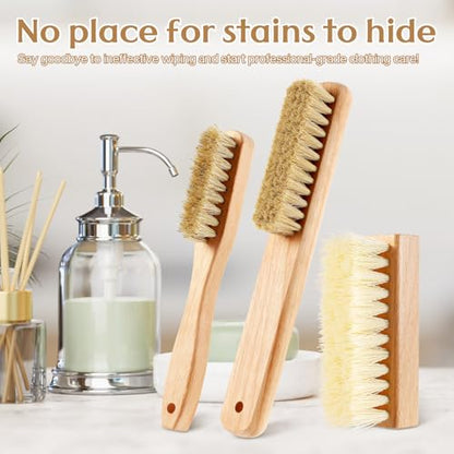 3 Pcs Wood Laundry Stain Brush Stain Remover Brushes with Boar Bristle Small Stain Brush for Clothes for Scrubbing Stains from Furniture Fabric Leather(3 Pcs D) - style: 3 Pcs D