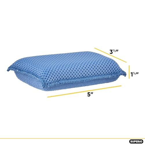 Microfiber Non-Scratch Dish & Kitchen Scrubber Heavy-Duty Household Cleaning Sponges, Multi-Purpose Cleaning Supplies for Dishes and Kitchens Pack of 3 - color: Blue, size: 3-pack