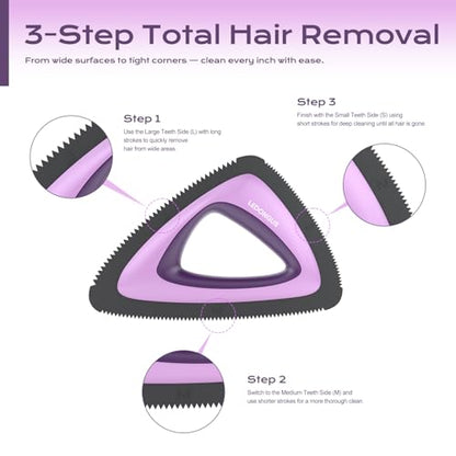 Pet Hair Remover for Car and Home, Multi-Surface Fur Removal Tool, Portable, Twilight Purple