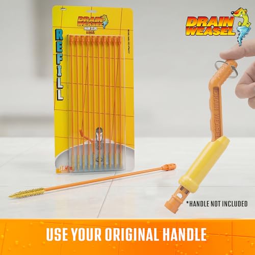 FlexiSnake Drain Weasel Refill - Sink Snake Hair Clog Remover Tool, Sink, Pipe, Bathroom, Bathtub Drain Cleaner, 18-inch Long Flexible Disposable Wands, Made in The USA, 10 Pack - style: 10 Pack