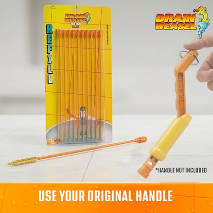 FlexiSnake Drain Weasel Refill - Sink Snake Hair Clog Remover Tool, Sink, Pipe, Bathroom, Bathtub Drain Cleaner, 18-inch Long Flexible Disposable Wands, Made in The USA, 10 Pack - style: 10 Pack