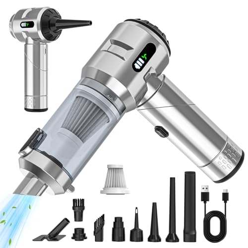 【Upgraded Version】Sycoodeal Car Vacuum Cleaner,Mini Portable Vacuum Cordless,25000PA Powerful Strong Cyclonic Suction USB Rechargeable Foldable Handheld Vacuum with One-touch Dust Removal for Car,Home - color: Silver-upgraded Version