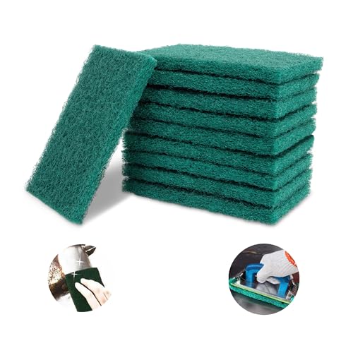Green Scuff Pads - 10Pcs Scotch Brite - Very Fine Grade Hand Pads General Purpose Sanding Hand Pads 200 x 125mm/8" x 5" - color: 10 Green