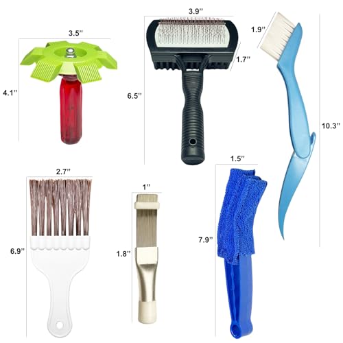 6-Piece Air Conditioner Fin Cleaning Kit HVAC Coil Cleaning Tool Set with Fin Comb Straightener Dual-Sided Microfiber Brushes Deep Cleaning Maintenance for AC Radiator, Vents, Evaporator Coils