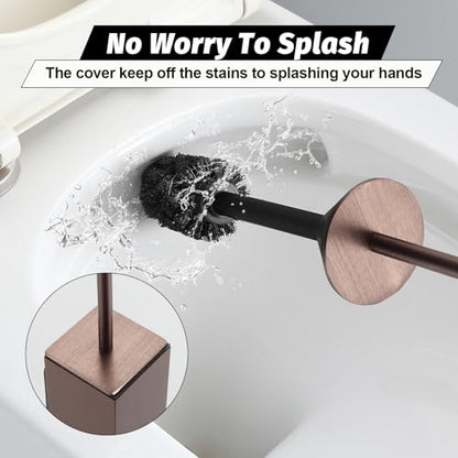 BGL Toilet Brush and Holder Set Rose Gold Wall Mounted for Bathroom Round Design - color: Rose Gold-wall Mount