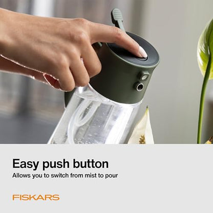 Fiskars 2-in-1 Mist & Pour Watering Can, Space Saving Glass Plant Mister with Thumb Pump Sprayer and Spout for Indoor Plants, Boost Humidity & Soak Roots of Houseplants, 17 oz, Modern Décor Style - size: Mist/Pour Combo