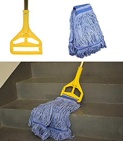Mop Head Replacement Commercial Heavy Duty String Blue Wet Mop Heads for 3 Typs Commercial Mop Handle(6,Large,Weight 23oz) - size: 23 Ounce