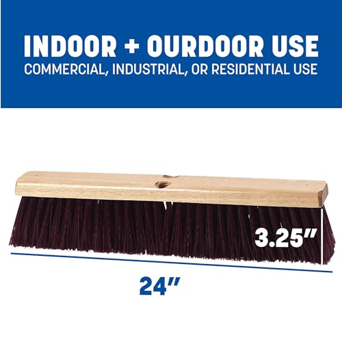 SPARTA Flo-Pac Plastic Floor Sweep, Crimped Sweep with Brace 24" for Cleaning, 24 Inches, Maroon, (Pack of 12)