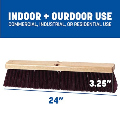 SPARTA Flo-Pac Plastic Floor Sweep, Crimped Sweep with Brace 24" for Cleaning, 24 Inches, Maroon, (Pack of 12)