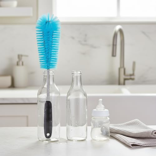 Long Handle Bottle Cleaning Brush for Narrow Neck Containers, Durable Nylon Bristles, Blue - size: 14.57 x 4.72 x 1.18 in