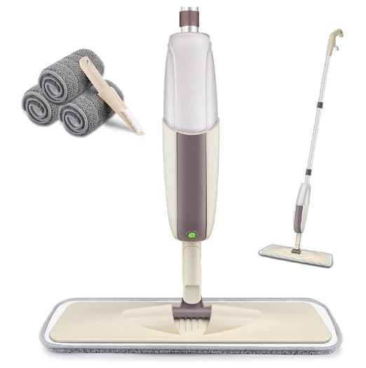 HOMTOYOU Spray Mops for Floor Cleaning: Wet Mop with 3 Washable Pads | Microfiber, Multi-Surface Floor Cleaning, Wet and Dry Use, Rotating Head, 410ML Refillable Bottle