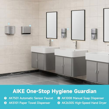AIKE Wall Mount Liquid Soap Dispenser, 27oz Large Capacity with Extended Pump for Commercial Bathrooms,AK1008(Silver) - color: Silver