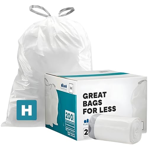 Plasticplace White Drawstring Lavender and Soft Vanilla Scented Garbage Can Liners, Compatible with Code H (200 Count), 8-9 Gallon / 30-35 Liter, 18.5" x 28 - color: White, size: 200 Count/Scented