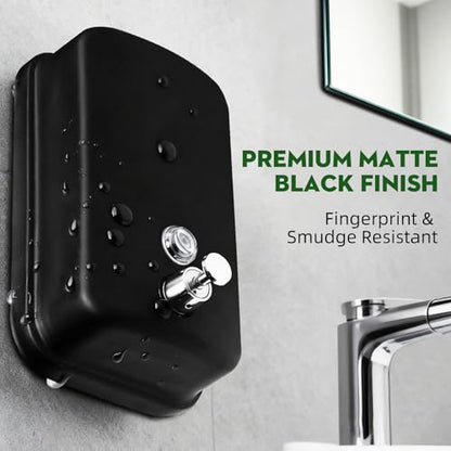 RYTOXILO Wall Soap Dispenser 1000ml/34 fl oz Commercial Soap Dispenser Stainless Steel Soap Dispenser Hand Soap Dispenser for Bathroom Kitchen Wall Mounted(Matte Black) - color: Black