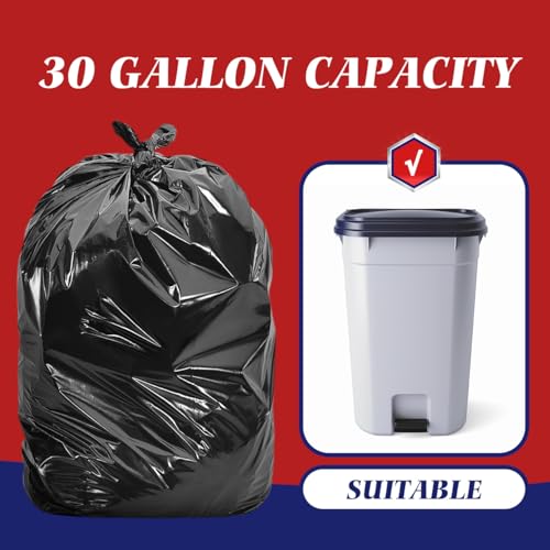 Teivio Black Large Trash Bags 30-33 Gallon 200 Count | Large Multipurpose | Fit 23,25,30,33 gallon Garbage Bin Liner | Kitchen | Lawn And Leaf Bags Outdoor Yard Waste Bag | Workshops Trash - size: 1 Count (Pack of 200), style: 200pcs-30 33 Gallon-Black