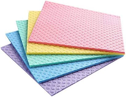 Reusable Cleaning Cellulose Sponge Cloths Absorbent Wipes Clean Kitchen Car Dish Eco-Friendly Dishcloth Hand Towel Auto - 2pack (10pcs) - Non Vacuum - style: 10pcs - Non Vacuum