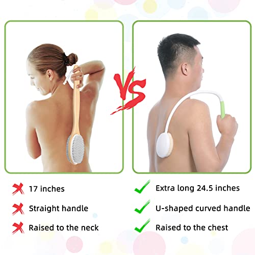 Fanwer 2 Pack Back Scrubber for Shower with Long Handle, 27.5" Long Handle Back Bath Brush for Elderly, Disabled, Limited Mobility, Post-Surgery, Frozen Shoulder,Arthritis,Men and Women - size: 2pcs 27.5"