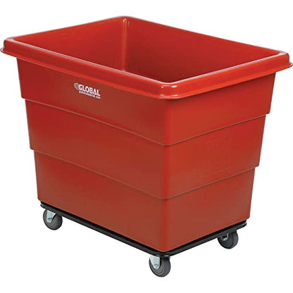 Global Industrial 12 Bushel Plastic Bulk Box Truck, Steel Chassis Base, 1000 lbs. Capacity, 4" Non-Maring Rubber Casters, Red, 38-2/5"L x 28-9/10"W x 33" H - color: Red