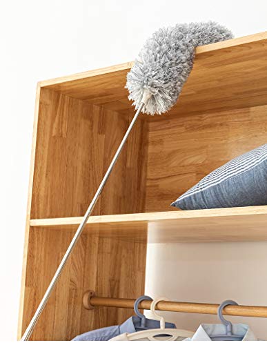 2025 NEW -Microfiber Duster with 100 Inches Extendable Pole, Detachable & Bendable Feather Duster, Stainless Steel, Extra Long Telescopic, Perfect for Cleaning Cobweb，Cleaning Roof, Ceiling Fan