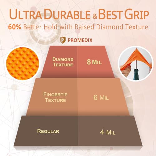 PROMEDIX P Heavy Duty Nitrile Gloves with Diamond Texture 8 Mil Latex Free Powder Free Industrial Disposable Glove - color: Orange, size: X-Large