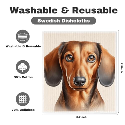 5 Pcs Cute Doggy Swedish Dishcloths, Boxer & Poodle Swedish Dishcloth, Dachshund Dish Cloths for Drying Dishes, Reusable Cleaning Cloths, Dog Lover Gifts for Women - color: Lm 03430