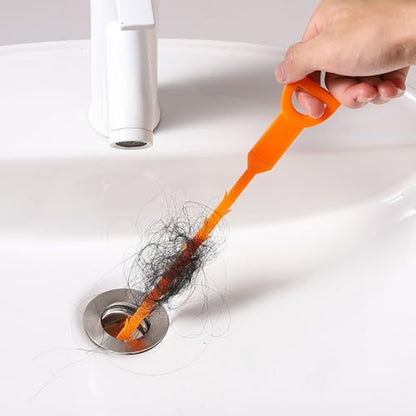 5PCS Drain Snake Clog Remover, Flexible Hair Drain Removal Tool for Sink, Shower, Tub Toilet Clogged Drains Relief Cleaning Tool, Drain Cleaner with Grip Handle (20 Inch