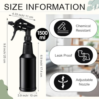 Honeydak 3 Pack Plastic Spray Bottles 48 oz Heavy Duty Opaque Spray Bottles UV Light Blocking Refillable Reusable Leak-proof Sprayers for Cleaning Solution Kitchen Garden Home Plant(Black) - color: Black, size: 48 oz