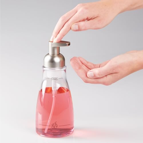 iDesign Refillable Foaming Soap Dispenser for Kitchen or Bathroom Vanity - Set of 2 - Clear/Brushed Nickel - color: Clear/Brushed Nickel, style: Pack of 2