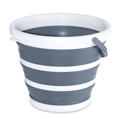 10L Round Collapsible Bucket, 2.6 Gallon Portable Folding Water Container with Handle for Camping, Fishing, Hiking, Travel & Gardening