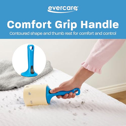 Evercare Jumbo Lint Roller, 60‑Sheet Extra‑Large Adhesive Roller with Blue Handle for Pet Hair & Lint