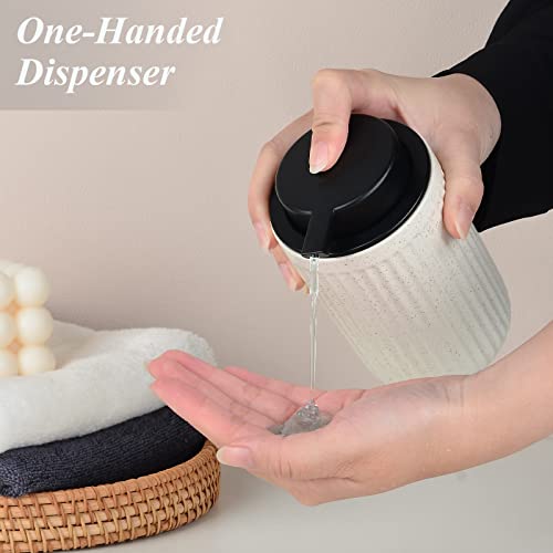 BosilunLife Dish Hand Soap Dispenser - Liquid Pump Soap Dispenser for Bathroom 12oz Ceramic Kitchen Dish Dispenser with Rust-Proof Liquid Pump Modern Refillable Lotion Bottles, Beige - color: Beige Lotion Pump