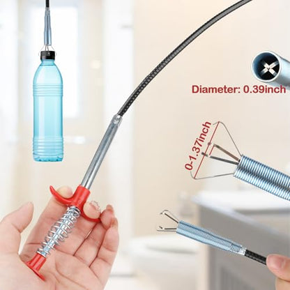 61 Inch Drain Snake Cleaner Pick Up Tool, Shower Hair Clog Remover, Sink Drain Clogs Cleaner for Sewer, Flexible Grabber Cleaning Tool for Out of Reach Place
