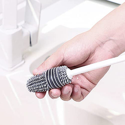 [Long-Handled Brush for Cleaning] Versatile Long-Handled Silicone Brush for Cups & Bottles - Reusable, Ideal for Kitchen, Bathroom, Car Cleaning, Bathroom Cleaning Tools（White） - color: White