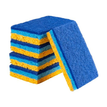 6Pcs Cleaning Sponges, Non-Scratch Scrub Dish Sponge Safe on Non-Stick Cookware, Dual Sided Cleaning Sponges for Kitchen, Household, Bathroom(Square,Blue) - color: Square,blue