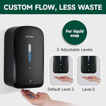 anydry Commercial Automatic Soap Dispenser Large 34oz/1000ml Capacity Wall-Mounted Touchless Liquid Dispenser for High-Traffic Restrooms, Offices, Hospitals Model AD1220S Black - color: Black