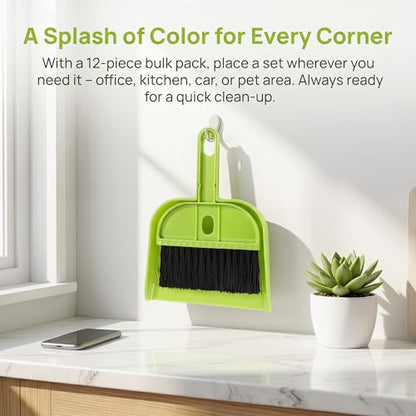 Healifty 12 Sets Dustpan Hand Broom and Shovel Small Broom and Dustpan Set for Desk Keyboard Pet - Portable Desktop Sweep Tools