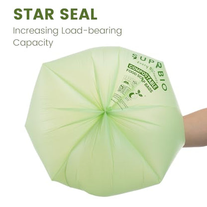 SUPERBIO 13 Gallon Handle Tie Compostable Food Waste Bags, 30 Count, 2 Pack, ASTM D6400, BPI and OK compost INDUSTRIAL, 49.2L, 0.87 Mil - color: 13 Gallon Handle Tie, 60 Count (2 Pack)