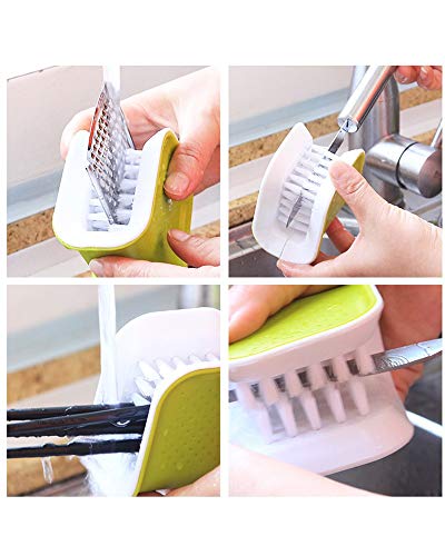 2Pcs Knife Cleaner Blade Brush Green Cutlery Cleaner Brush Bristle Scrub for Kitchen Washing Non-Slip by Lucky Shop1234 (Green, 2pcs) - size: 2 Count (Pack of 1)