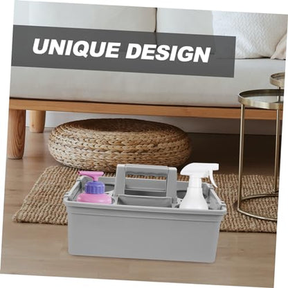 Healifty Cleaning Supplies Organizer Basket with Ergonomic Handle Portable Plastic Storage Container for Easy Access and Organization of Cleaning Tools and Sundries Multiple Compartments for Home Use