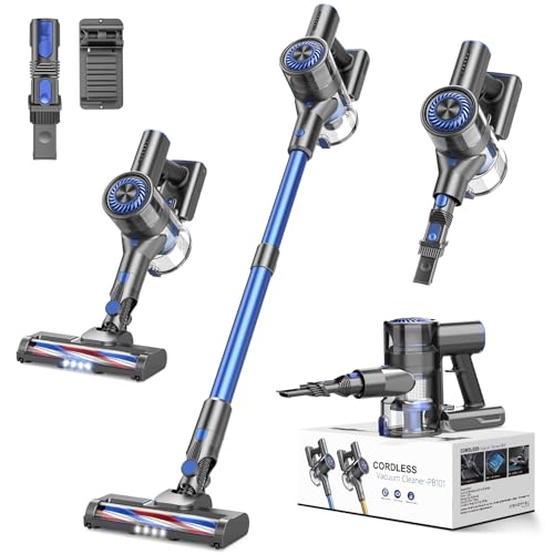 Comvtu Cordless Vacuums, 80,000PRM Powerful Motor Vacuum Cleaner and 2200mAH Rechargeable Battery up to 35 Mins Worktime, 2 Adjustable Modes, Detachable Parts, Wireless Stick Vacuum (Deep Blue) - color: Turquoise Blue