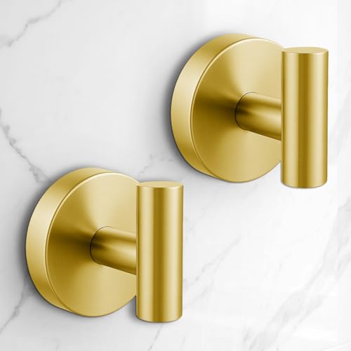 Heavy Duty Suction Cup Hooks for Glass Window,Tile,Mirror,Removable Shower Hooks for Inside Shower,Metal Towel Hooks for Bathroom,2 Pack(Gold) - color: Gold, size: 2 Pack