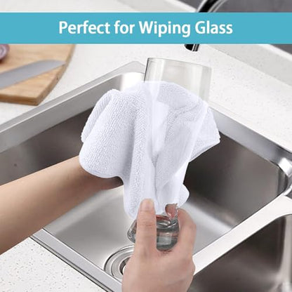HOMEXCEL White Microfiber Cleaning Cloth 100 Pack, Microfiber Towel for Cars, Lint Free, Scratch-Free, Highly Absorbent, and Cleaning Rags for House, Window and Glass, Cars, TV Screen 11.5 X11.5 inch - color: White