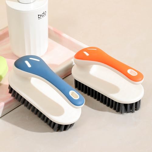 Soft Bristle Scrub Cleaning Brush Stain Remover Brush Fabric Cleaning Brush Laundry Brush Small Scrub Brush Cleaner Household Cleaning Brushes for Carpet, Clothes, Bathroom,Sneaker-2 Pack (Orange) - color: Orange