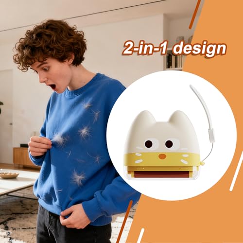Washable Lint Roller, Cute and Ergonomic Design, 10.4x9cm, Reusable Pet Hair Roller, Fabric Care Lint Remover, Reusable and Eco Friendly, for Clothing, Couches, Beds, Or Upholstery at Home, Travel - color: Beige Yellow