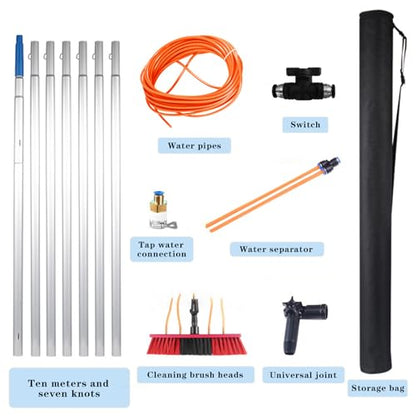 Water Fed Pole Kit Adjustable Solar Panel Cleaning Kit Cleaner Tool for Window Glass Roof Outdoor Glass Brush Window Washing Equipment (26FT) - size: 26FT