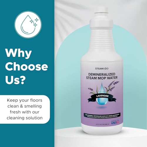 Steam & Go Demineralized Water for Steam Mop – Lavender Scent, 32 oz | Scented Floor Cleaner Solution, Ready-to-Use, Compatible with Any Steam Cleaner - size: 32 Fl Oz (Pack of 1)
