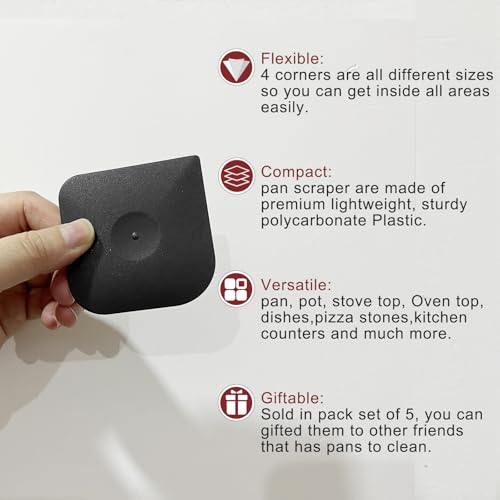 Plastic Pan Dish Pot Food Kitchen Scraper Tool Set, 3 pcs Nylon Plastic Cast Iron Skillet Cleaner Scrubber Scrapper, Kitchen Scraper Non-Scratch (Black) - color: Black, size: 3-Pack