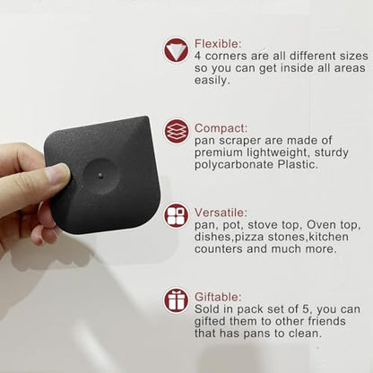 Plastic Pan Dish Pot Food Kitchen Scraper Tool Set, 3 pcs Nylon Plastic Cast Iron Skillet Cleaner Scrubber Scrapper, Kitchen Scraper Non-Scratch (Black) - color: Black, size: 3-Pack